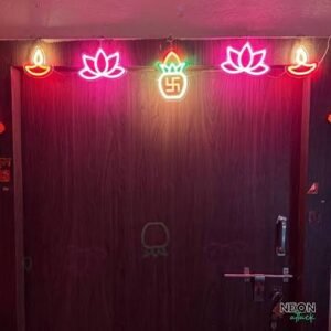 4 Feet LED Neon Diya Lotus & Swastik Bandhanwar